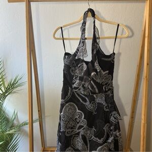 White House Black Market Black and White Halter Sundress